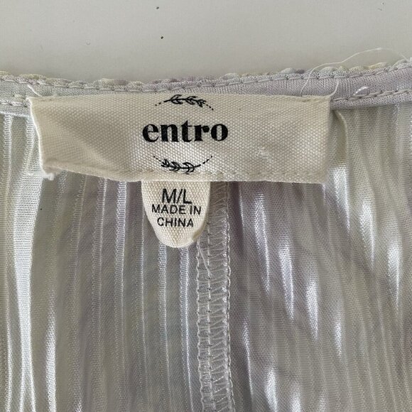 Entro Top Womens M/L Multi Pastel Tie-Dye Pleated Boxy Crop Blouse Spring - Picture 4 of 10